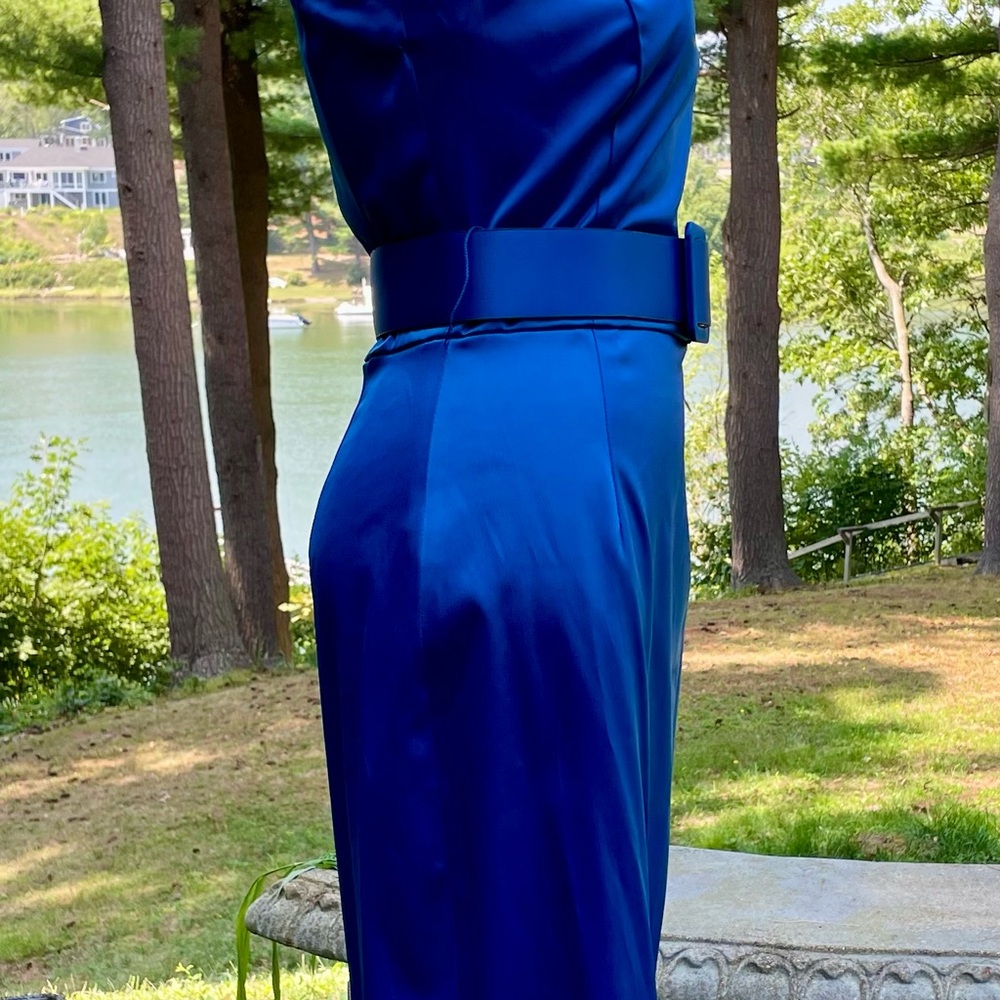RARE NWT Ellen Tracy Vibrant Blue Pin Up 40’s Style Belted Dress Size: 2P - Picture 5 of 16